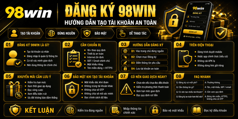 Đăng Ký 98WIN – Hướng Dẫn Tạo Tài Khoản An Toàn