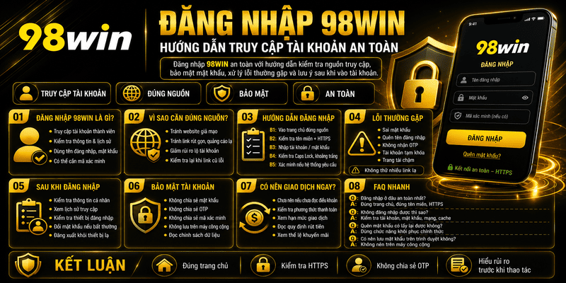 Đăng Nhập 98WIN – Hướng Dẫn Truy Cập Tài Khoản An Toàn
