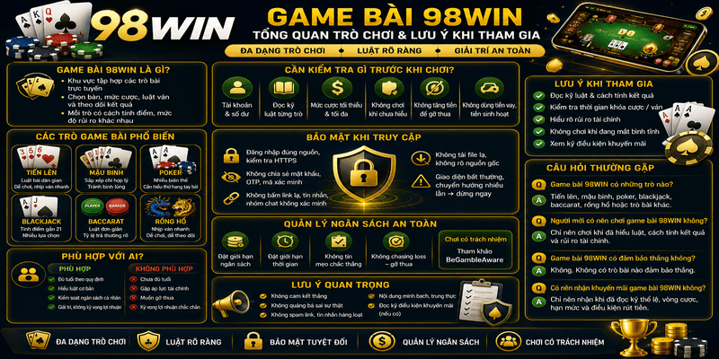 Game Bài 98WIN – Tổng Quan Trò Chơi Và Lưu Ý Khi Tham Gia