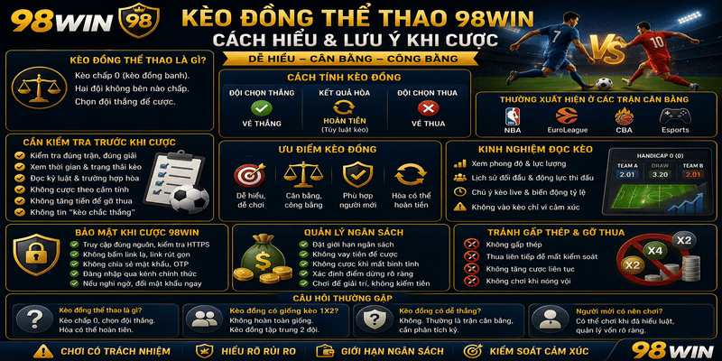 Kèo Đồng Thể Thao 98WIN – Cách Hiểu Và Lưu Ý Khi Cược