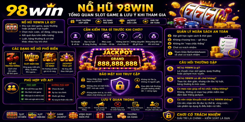 Nổ Hũ 98WIN – Tổng Quan Slot Game Và Lưu Ý Khi Tham Gia