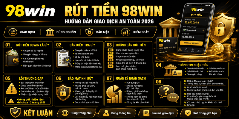 Rút Tiền 98WIN – Hướng Dẫn Giao Dịch An Toàn 2026