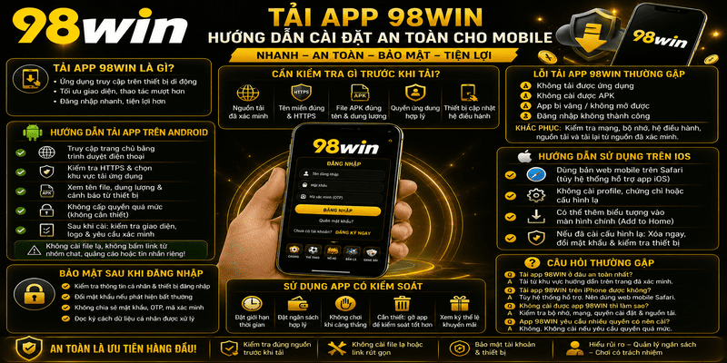Tải App 98WIN – Hướng Dẫn Cài Đặt An Toàn Cho Mobile