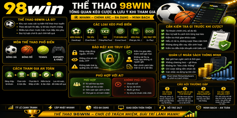 Thể Thao 98WIN – Tổng Quan Kèo Cược Và Lưu Ý Khi Tham Gia